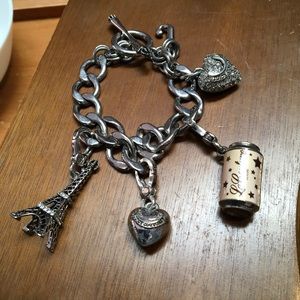 Juicy Couture charm bracelet with charms silver tone